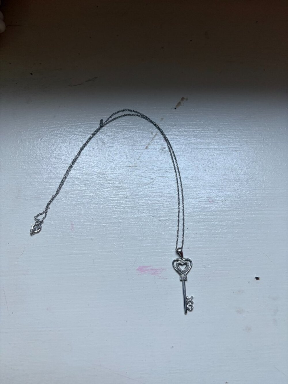 silver heart/key necklace